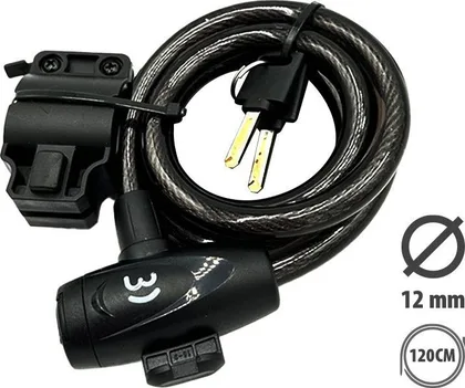 Zámek s klíči, průměr 12 mm, délka 1,2 m + držák