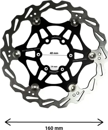 Plovoucí brzdový kotouč 160 mm, rozteč 48 mm (2 barvy)