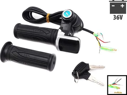 Plynové rukojeti pro elektrické odrážedlo se spínací skříňkou na klíč a LED displejem 36 V