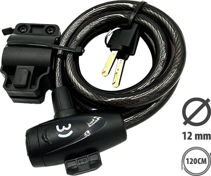 Zámek s klíči, průměr 12 mm, délka 1,2 m + držák