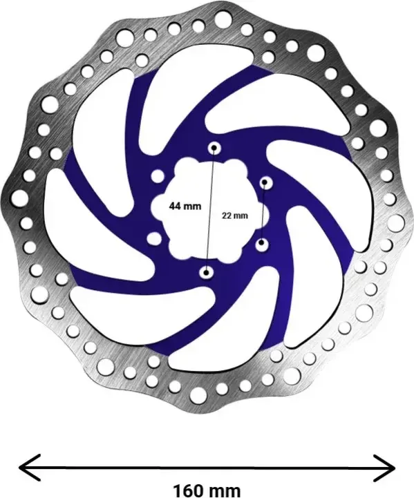 Brzdový kotouč R6 160 mm, rozteč 44 mm (3 barvy)