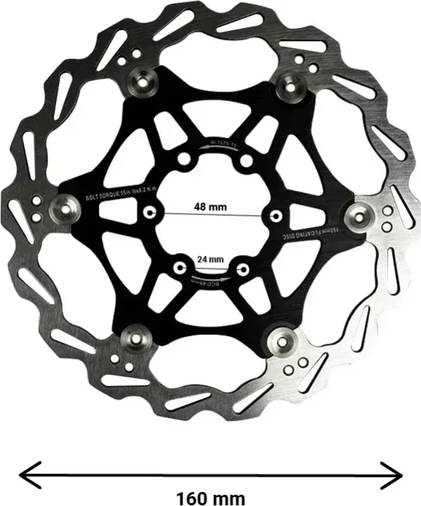 Plovoucí brzdový kotouč 160 mm, rozteč 48 mm (2 barvy)