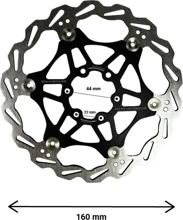 Plovoucí brzdový kotouč 160 mm, rozteč 44 mm (2 barvy)