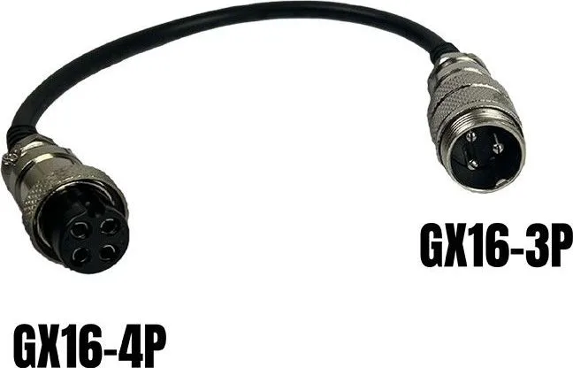 Adaptér GX16 3-pin samec na GX16 4-pin samice