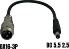 Adaptér GX16-3P samec na DC 5,5 × 2,5 mm samice